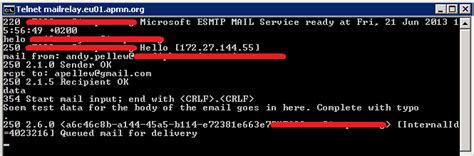 O365: Testing incoming mail with telnet .